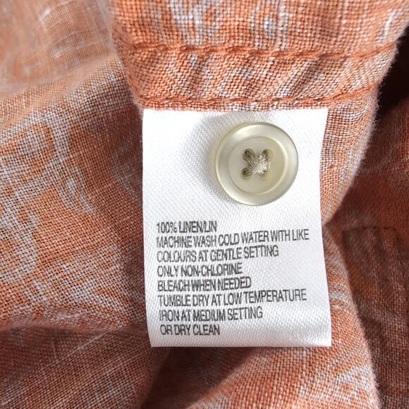 Black Brown 1826 Mens Orange Paisley Button Down Short Sleeve Shirt -Size L -GUC - Picture 4 of 12